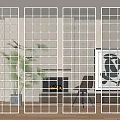 Modern partition glass brick partition 3d model