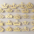 Gold Crown Shaped Wall Decor with Various Intricate Designs and Patterns 3d model