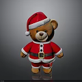 Cute Christmas Teddy Bear In Red Santa Costume With White Trim And Black Buttons