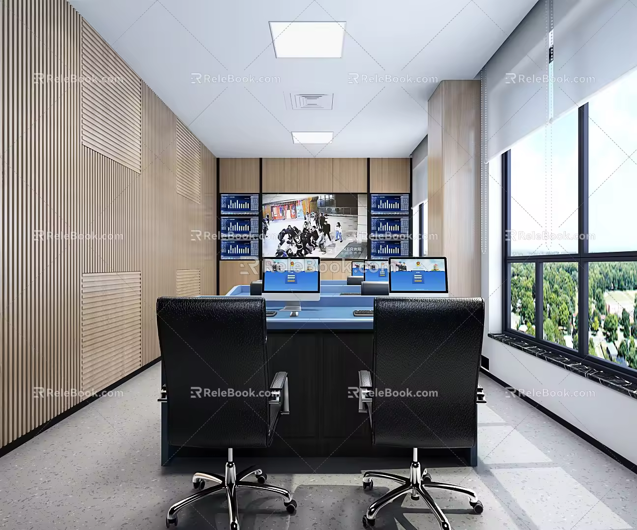 Modern Monitoring Room Public Security Bureau Research and Judgment Room Video Monitoring Center 3d model