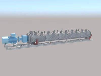 Industrial Processing Equipment With Stainless Steel Cylinder And Blue Motor 3d model