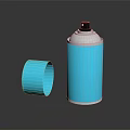 Blue Spray Can With Matching Cap On Black Reflective Surface Design 3d model