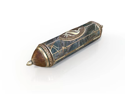 Elegant Decorative Pen For Daily Use With Gold Trim And Patterned Surface 3d model
