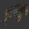 Ancient Wooden Cart Featuring Traditional Design And Ornate Spoked Wheels