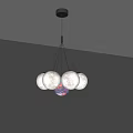 Modern Green Chandelier With White Spherical Shades And Minimalist Design