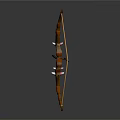 Traditional Wooden Bow With Carved Details And Arrow On Gray Background