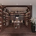 Luxury Wooden Liquor Store Interior With Full Wine Collection Display And Comfortable Tasting Area