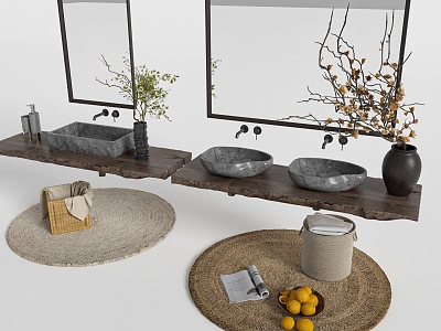 Silent wind wash basin wash table 3d model