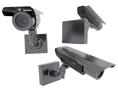 Projection Surveillance Cameras Wall Mounted Designs With Multiple Angles And Professional Lenses 3d model