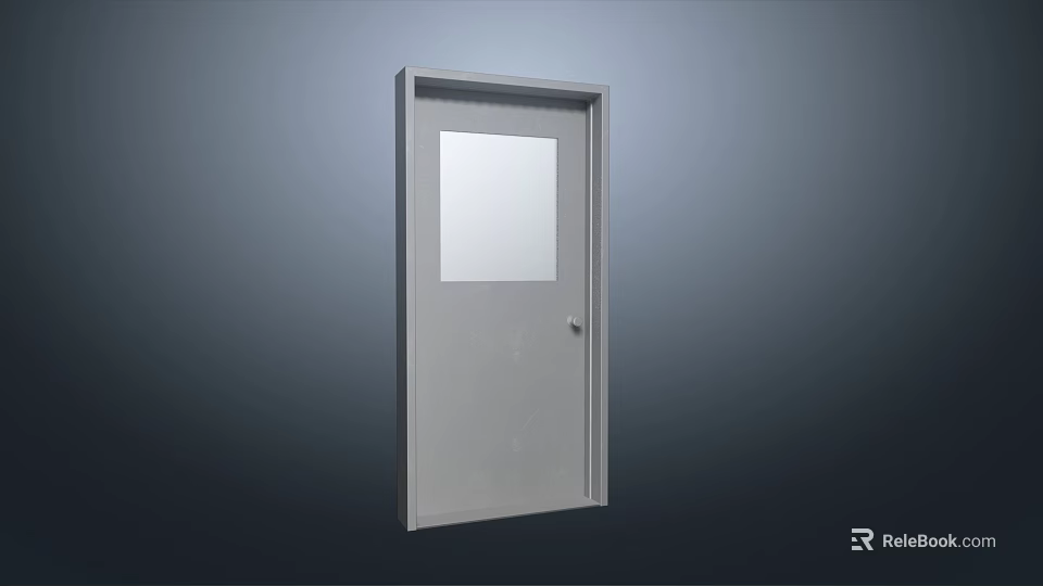 Durable Steel Security Door With Glass Window And Secure Lock For Home Safety 3d model 