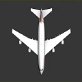 Red and White Aerospace Spacecraft Model With Four Engines Large Wings and Orange Tail