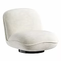 Modern Brown Soft Fabric Accent Chair With Round Design Swivel Base Spherical Ornaments