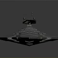 Futuristic Giant Triangular Spaceship With Complex Surface Structure In Outer Space