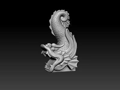 Mythical Dragon Sculpture With Intricate Scaled Body Curved Tail And Fierce Head Design 3d model