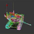 Military Combat Tank With Camouflage Turret Cannon Antenna And Flag
