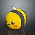 Cartoon Bee Plush Toy With Yellow Black Stripes Smiling Face Blush Cheeks And Small Wings