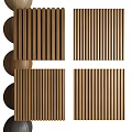 Wooden Vertical Slat Decorative Wall With Hanging Multicolored Spheres And Gray Floor