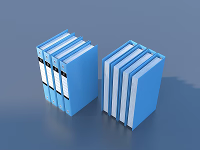 Practical Set Of Blue Office Folders Neatly Stacked For Organizing Home Documents 3d model