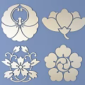 Japanese-style Metal Carved Traditional Pattern Carved Pattern 3d model