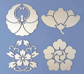 Japanese-style Metal Carved Traditional Pattern Carved Pattern 3d model