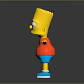 Bart Simpson Character With Yellow Skin Spiky Hair Red Shirt Blue Shorts And Arms Outstretched