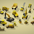 Engineering truck crane crane loader truck forklift cartoon car transporter 3d model