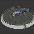 Space Mission Support Helicopter On Circular Platform With Metal Fence And Stairs