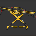 Medical Stretcher With Yellow Black Frame Adjustable Wheels And Ergonomic Structure