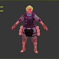 Game Movie Character With Short Hair Blue Outfit Black Vest Tactical Armor Gear