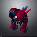 Red And Blue Plush Bird Stuffed Animal With Soft Fur Blue Beak Wings And Claws