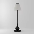 Modern Floor Lamp With Black Pole White Lampshade And Round Base