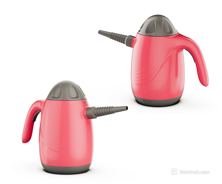 Two Modern Red Electric Kettles as Daily Electrical Appliances with Black Base 3d model 