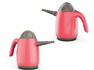 Two Modern Red Electric Kettles as Daily Electrical Appliances with Black Base 3d model