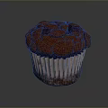 Chocolate Muffin With Cracked Surface In White Paper Liner On Gray Background