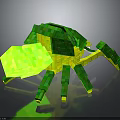 3D Block Style Scorpion Model On Dark Reflective Surface With Green Yellow Claws 3d model