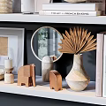 Modern Stylish Decorative Ornament Combination With Globe Vases Books Mirrors And Sculptures On Shelves