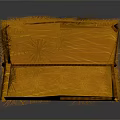 Orange Fibrous Wrapped Box With Textured Surface And Binding Straps On Dark Background