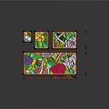 Stained Glass Decorative Pieces with Vibrant Floral Patterns in Various Shapes and Sizes