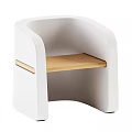 Modern Gray and White Leisure Chair with Wooden Seat and Minimalist Design