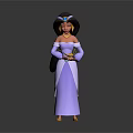 Detailed Disney Jasmine Princess 3D Model With Purple Gown And Headscarf