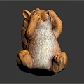 Cute Squirrel Sculpture Carving With Sitting Posture Orange White Fur Details