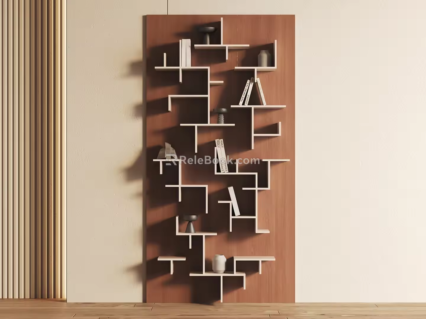 Wood Bookshelf Storage Rack 3d model