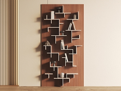 Wood Bookshelf Storage Rack model