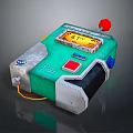 Retro Vintage Headphone Speaker With Green Silver Design Red Button And Digital