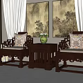 Chinese Casual Sofa Combination Single Sofa Combination 3d model