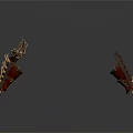 Ornate Gauntlet Weapons with Metallic Spikes Leather Accents and Intricate Design Patterns