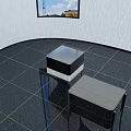 Contemporary Console Table And Side Cabinet Two Tone Light Wood Dark Brown With Metal Legs