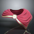 Elegant Red Cloak Collar with Gold Trim and Circular Emblem