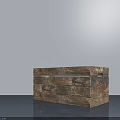Vintage Rustic Wooden Box With Natural Texture On Smooth Gray Surface 3d model