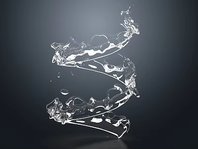 3D Rendered Water Fountain Featuring Spiral Flow And Splashing Transparent Droplets 3d model